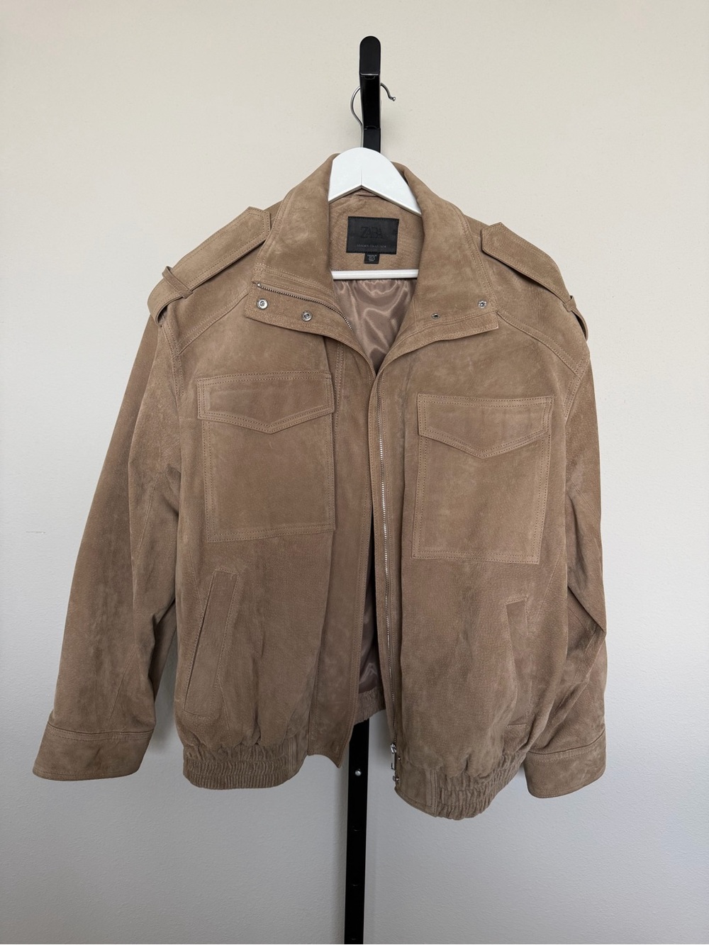 Zara Suede taupe leather jacket